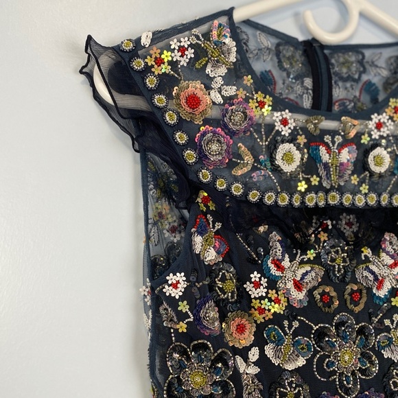 Needle & Thread Butterfly Garden Ruffle‎ Trimmed Embellished Tulle Dress Navy 6 - Picture 11 of 16